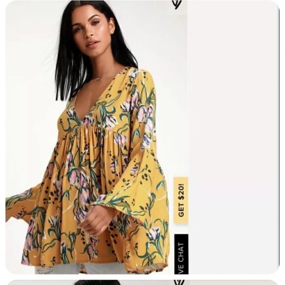 Free People Yellow Floral Mini Dress - Picture 4 of 9